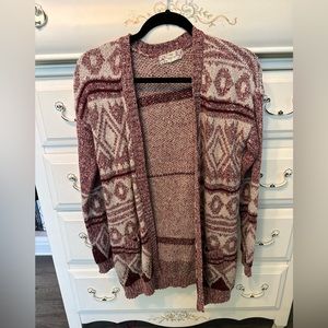 Long Tribal Print Cardigan, Size Medium